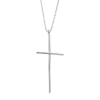 Silver Large Cross Ball Chain Necklace