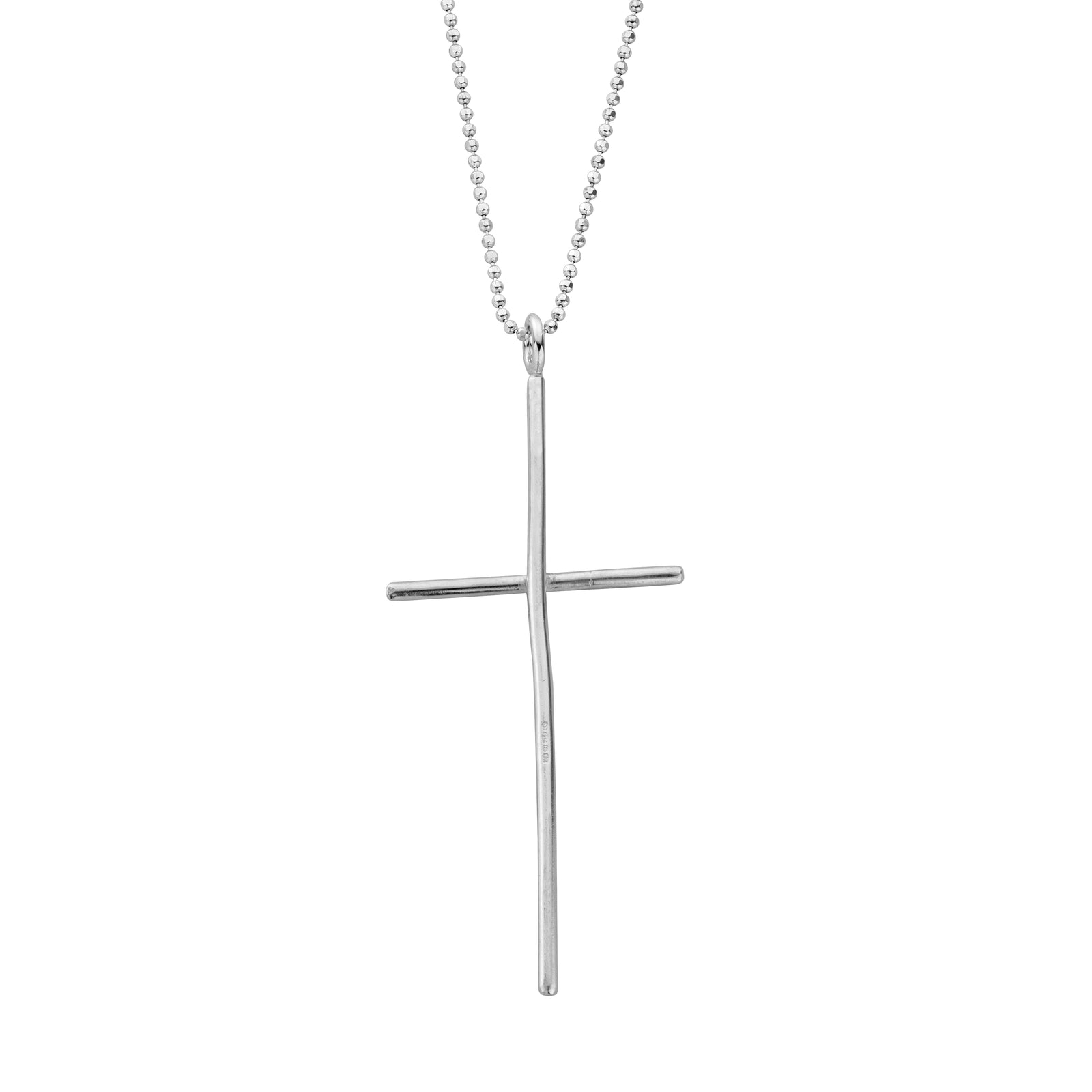 Silver Large Cross Ball Chain Necklace