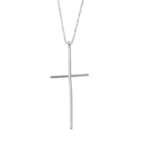 Silver Large Cross Ball Chain Necklace