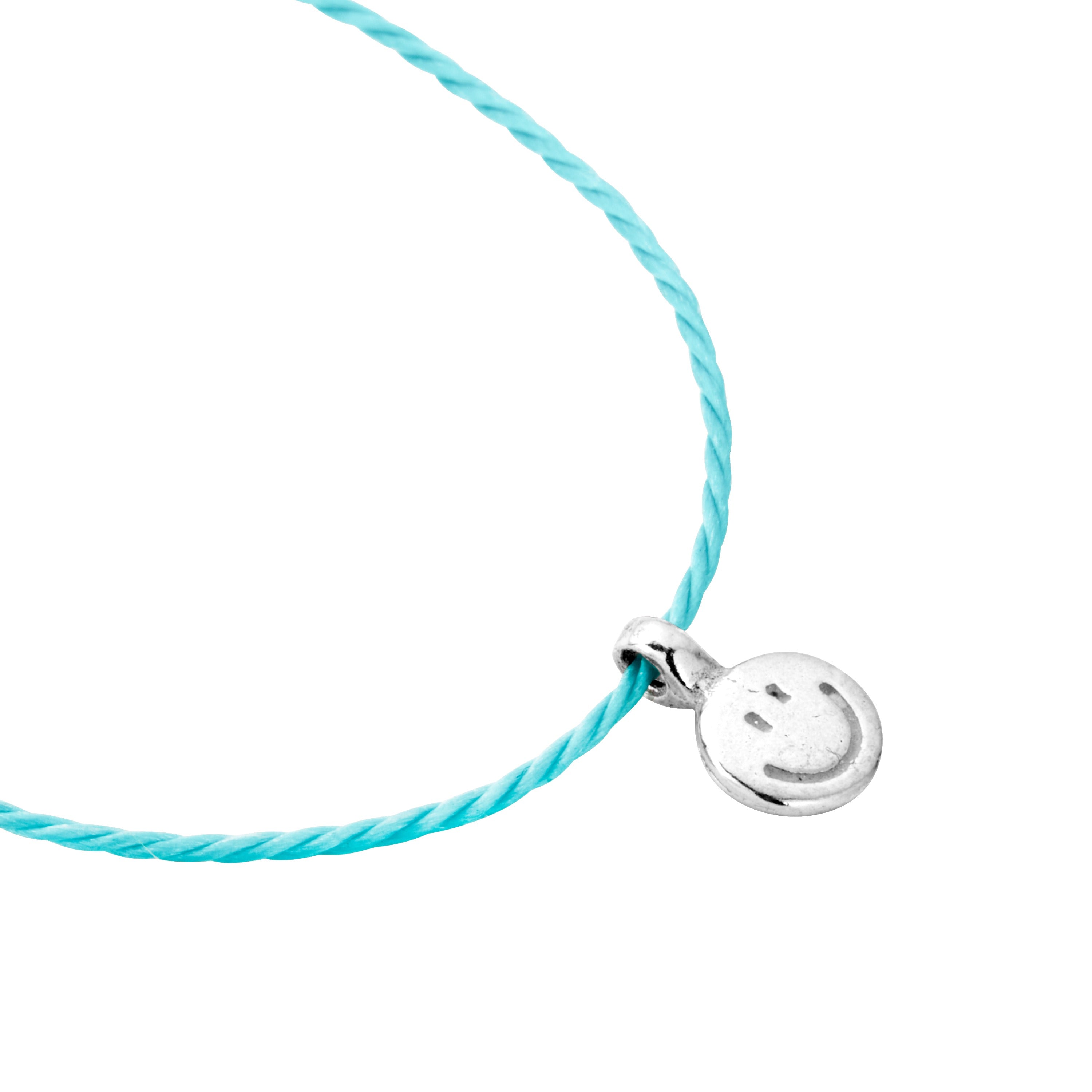 Silver Smiley Face Cord Bracelet