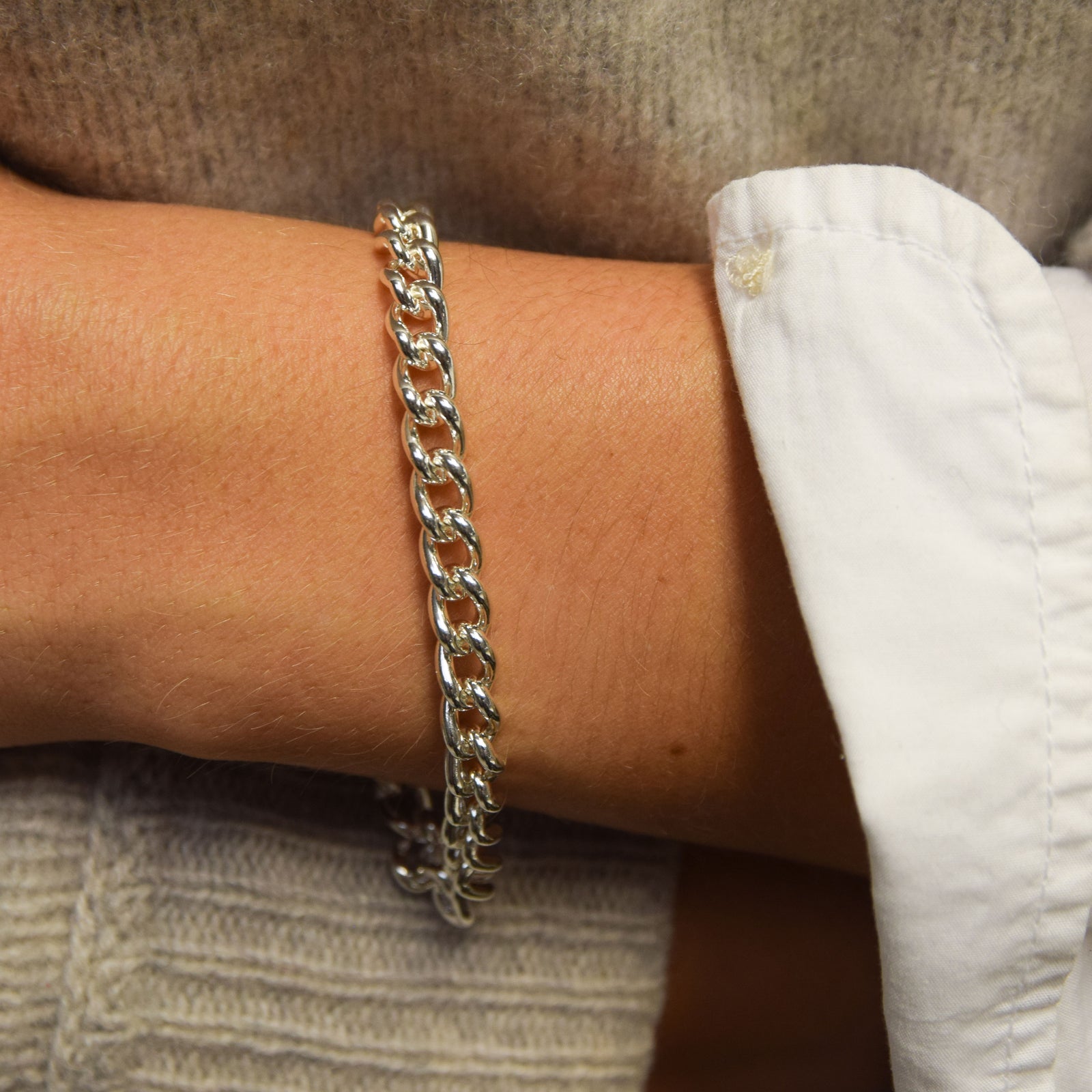 Silver Small Curb Chain Bracelet