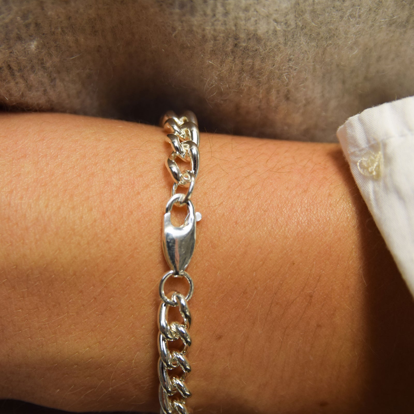 Silver Small Curb Chain Bracelet