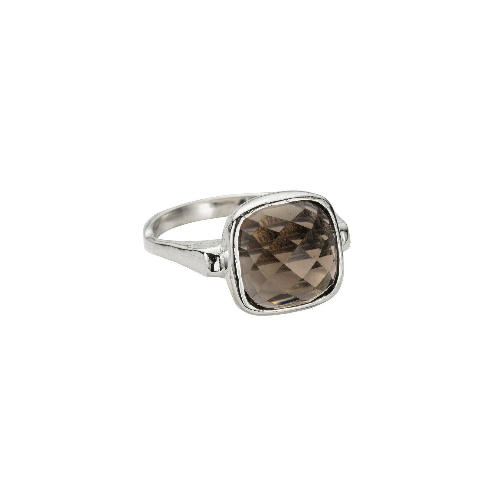 Silver Smoky Quartz Crystal Ring