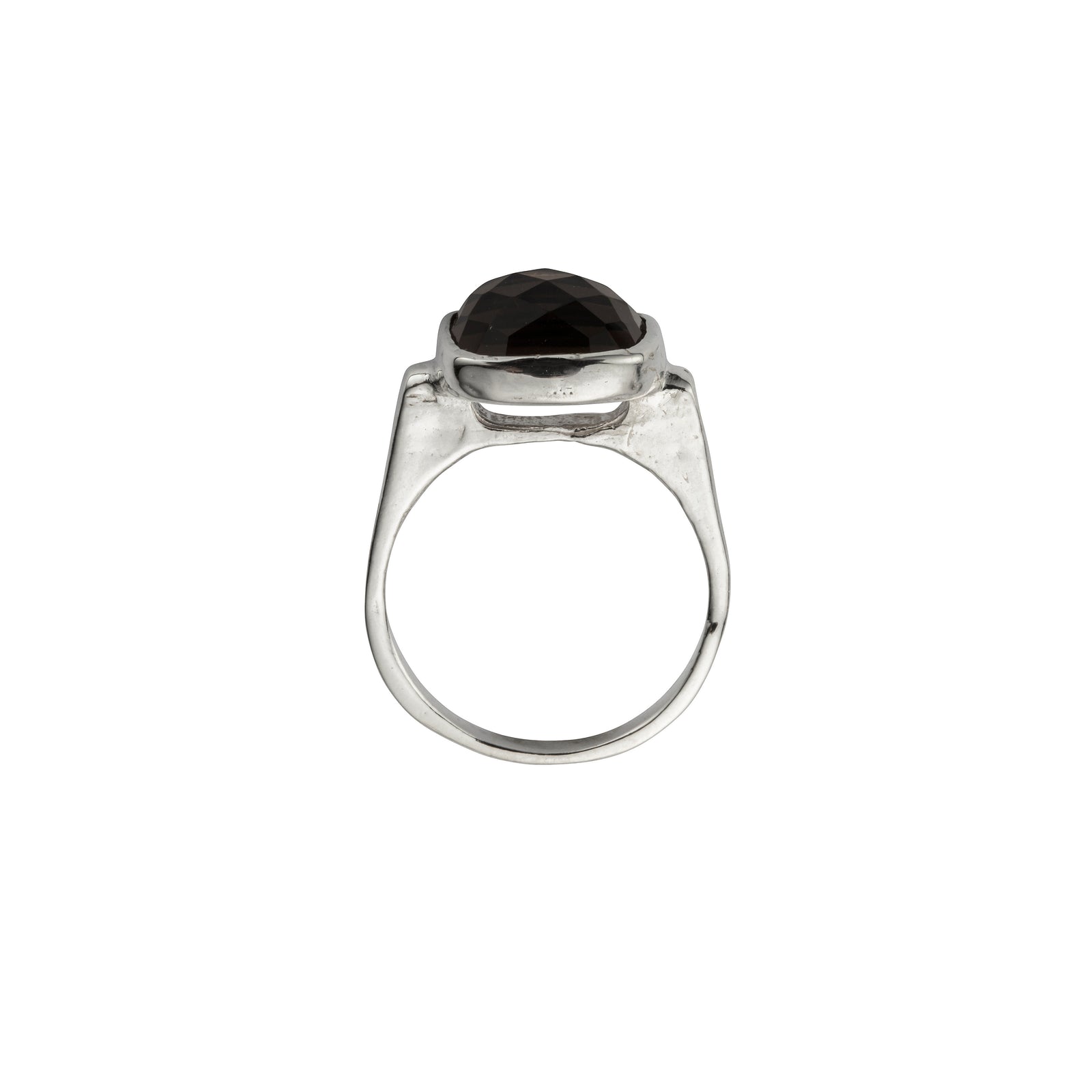 Silver Smoky Quartz Crystal Ring