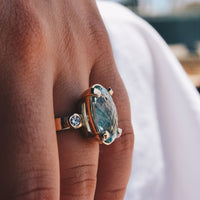 SOFIA Aquamarine & Diamond Claw Ring