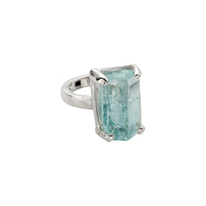 AURA Gold Aquamarine Claw Ring