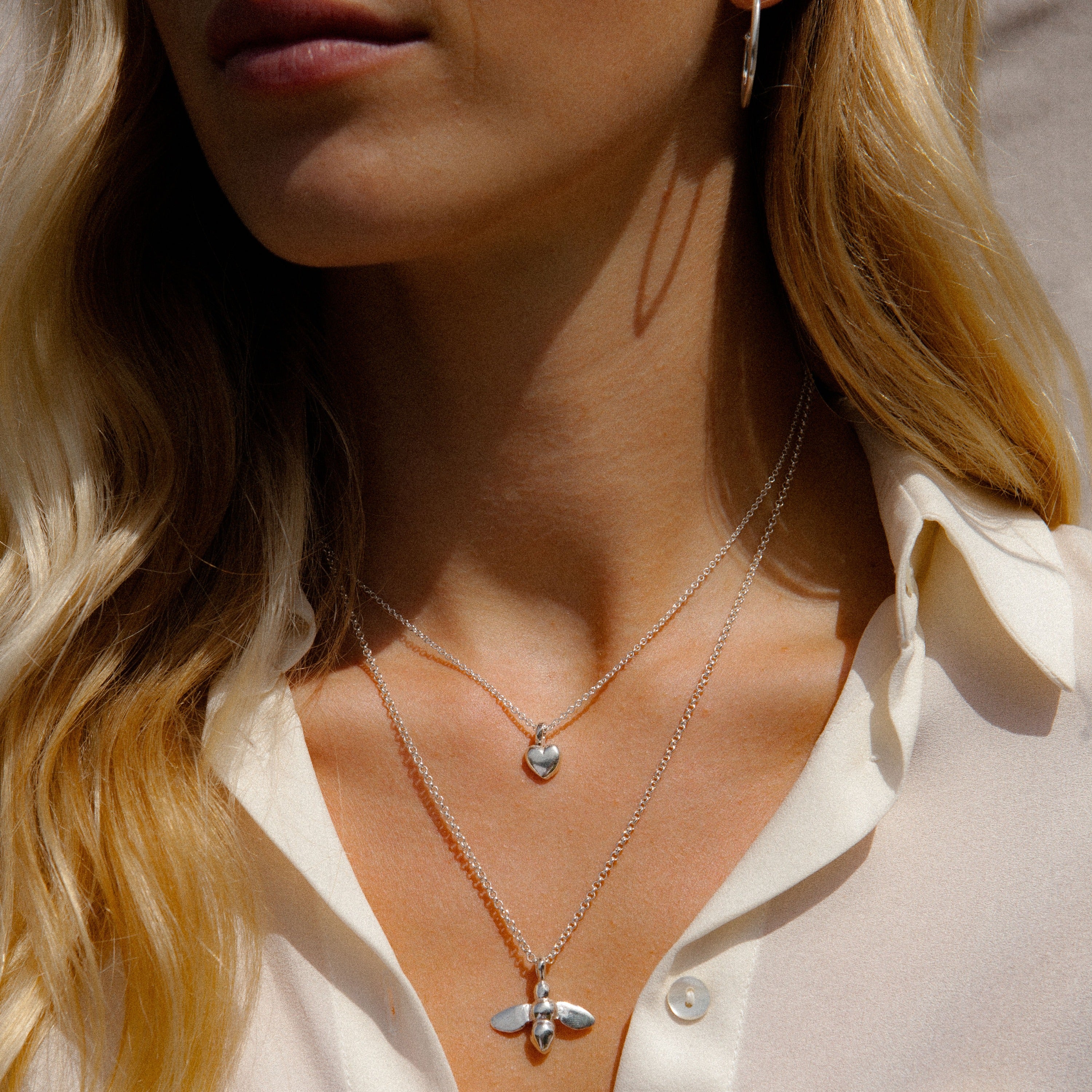 Silver Think of Me Heart Necklaces