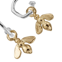 Silver Tiny Cupid Hoops with Gold Mini Honey Bee Charms