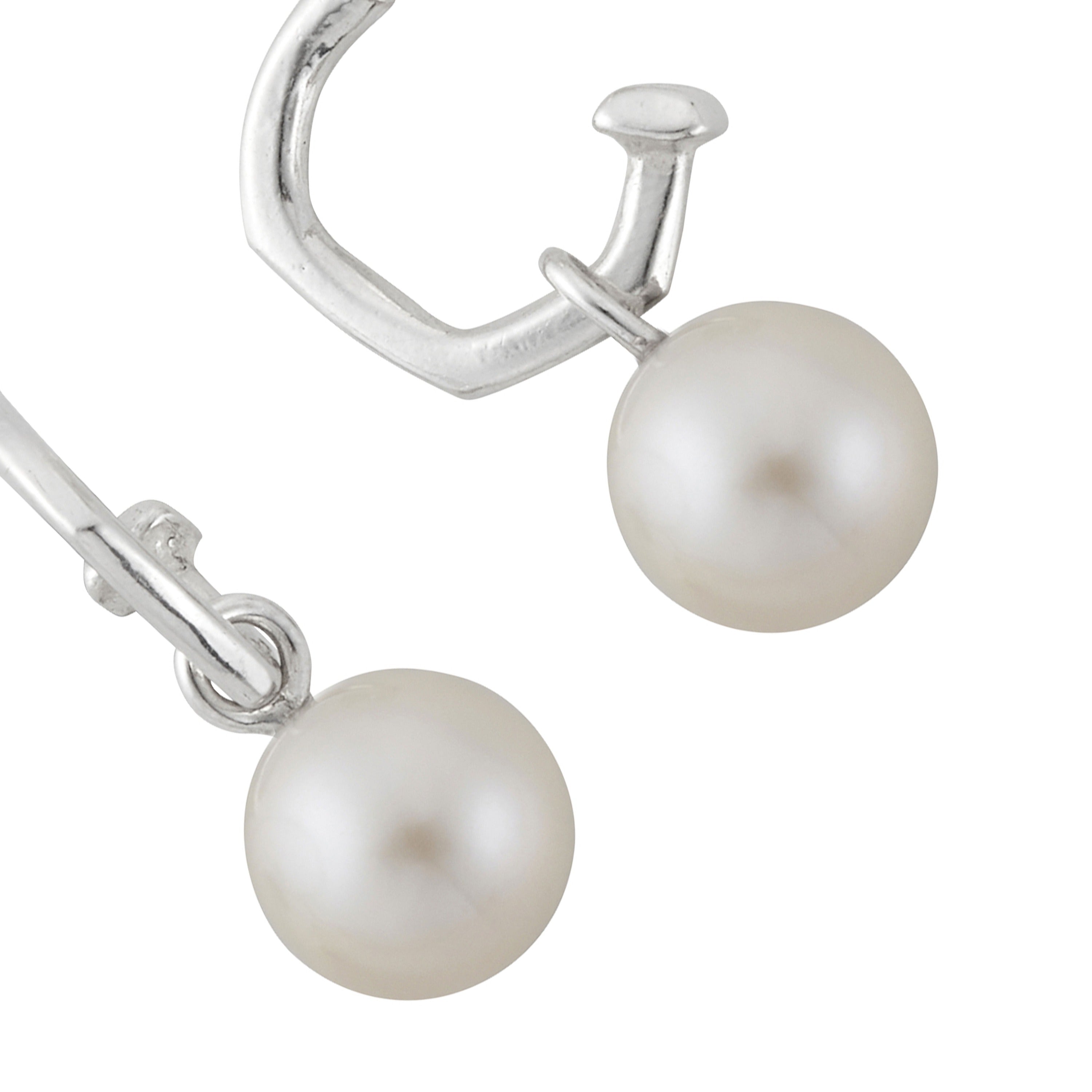Tiny Cupid Hoops With White Pearl Earring Charms