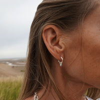 Tiny Cupid Hoops With Mini Blue Topaz Earring Charms