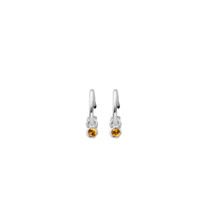 Tiny Cupid Hoops With Mini Citrine Earring Charms