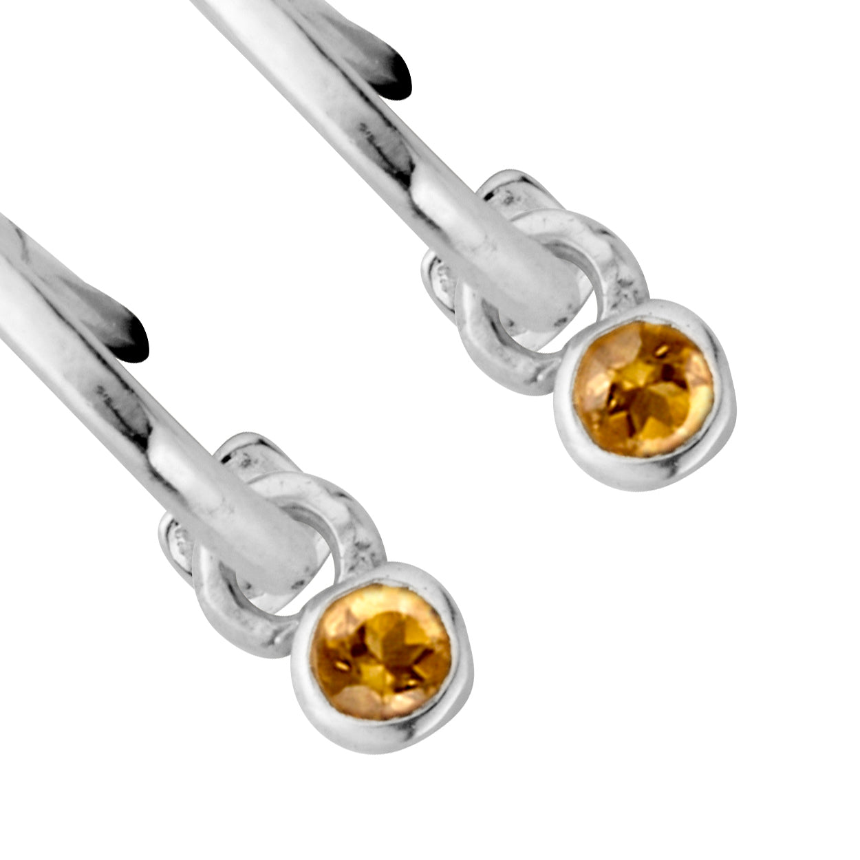 Tiny Cupid Hoops With Mini Citrine Earring Charms