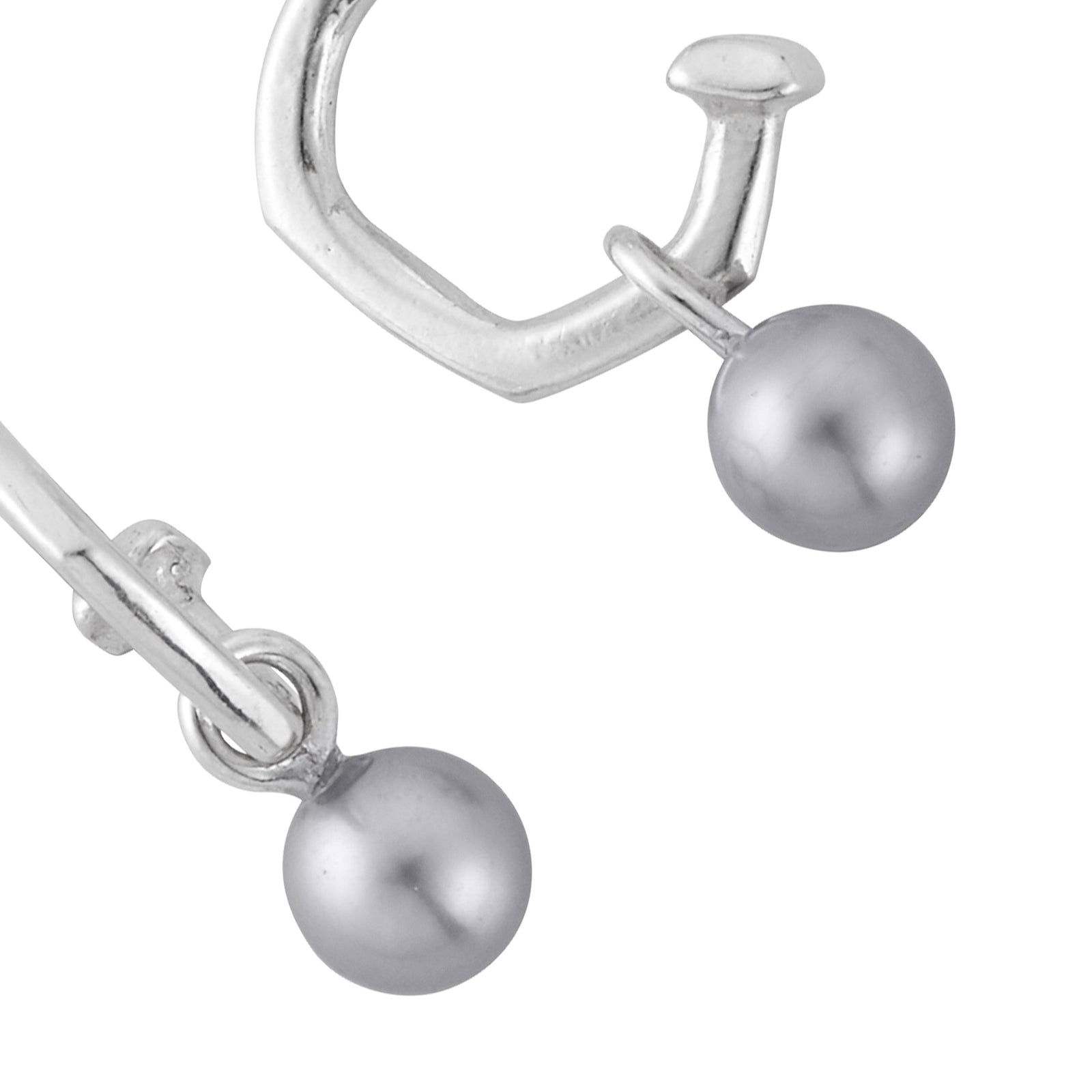 Tiny Cupid Hoops With Mini Petrol Pearl Earring Charms