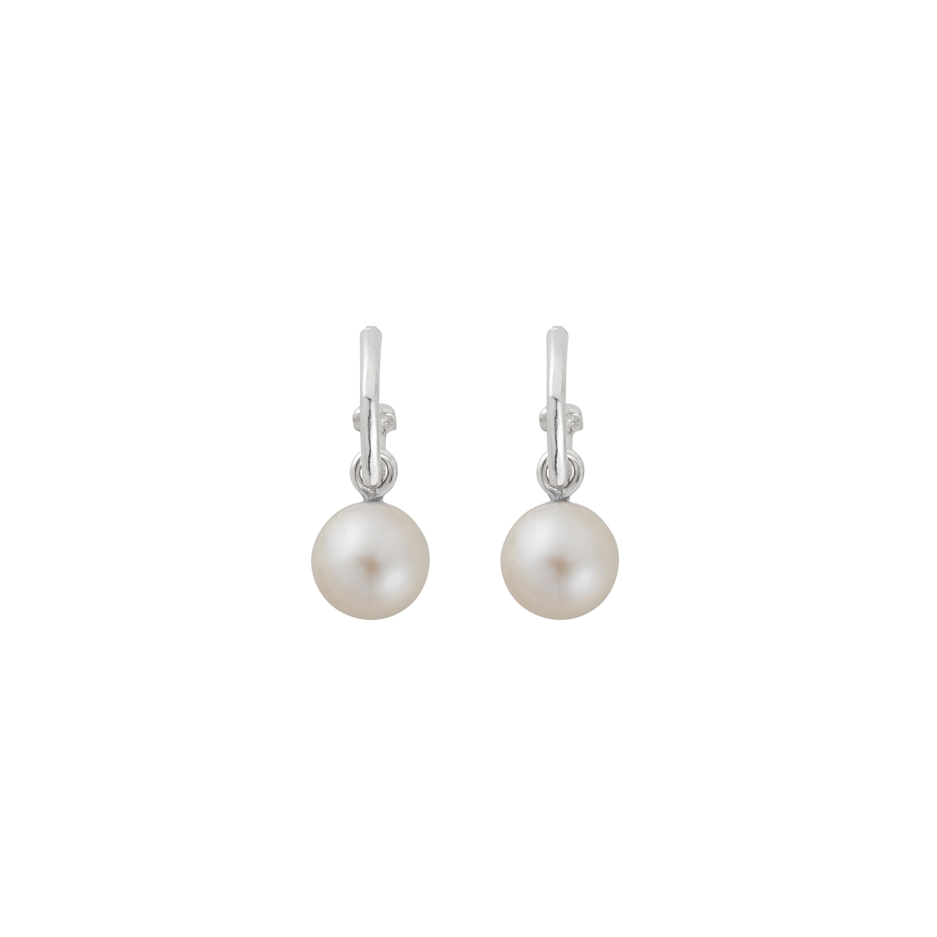 Tiny Cupid Hoops With White Pearl Earring Charms