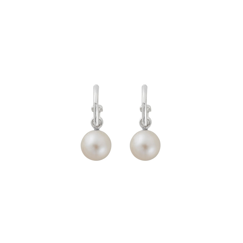Tiny Cupid Hoops With White Pearl Earring Charms