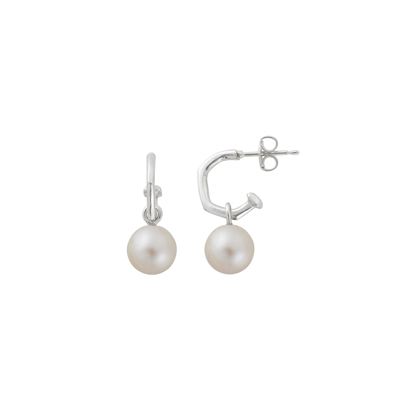 Tiny Cupid Hoops With White Pearl Earring Charms