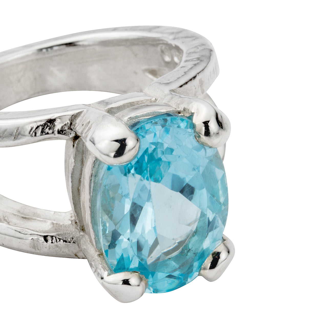 Silver Blue Topaz Maxi Claw Ring