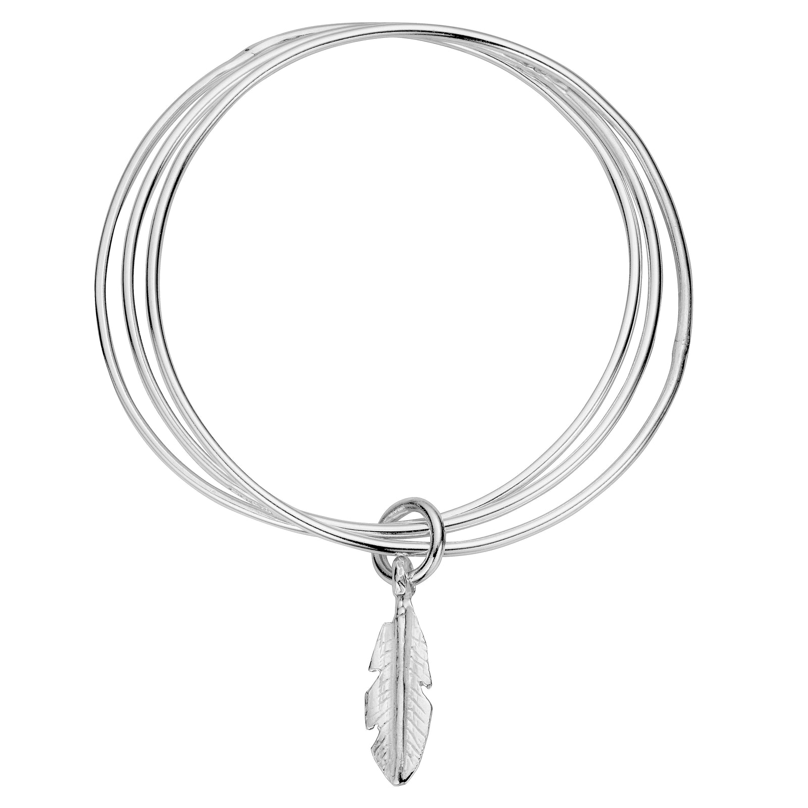 Silver Medium Feather Trio Bangle