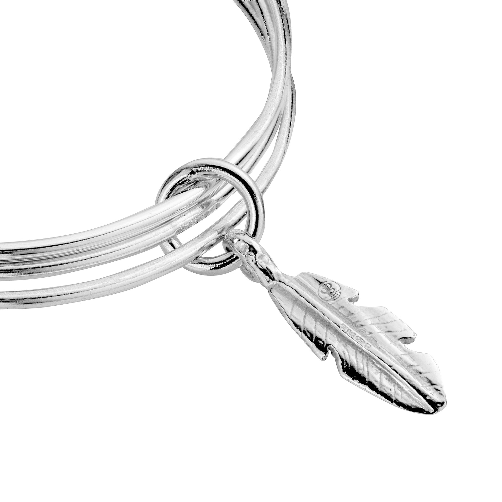 Silver Medium Feather Trio Bangle
