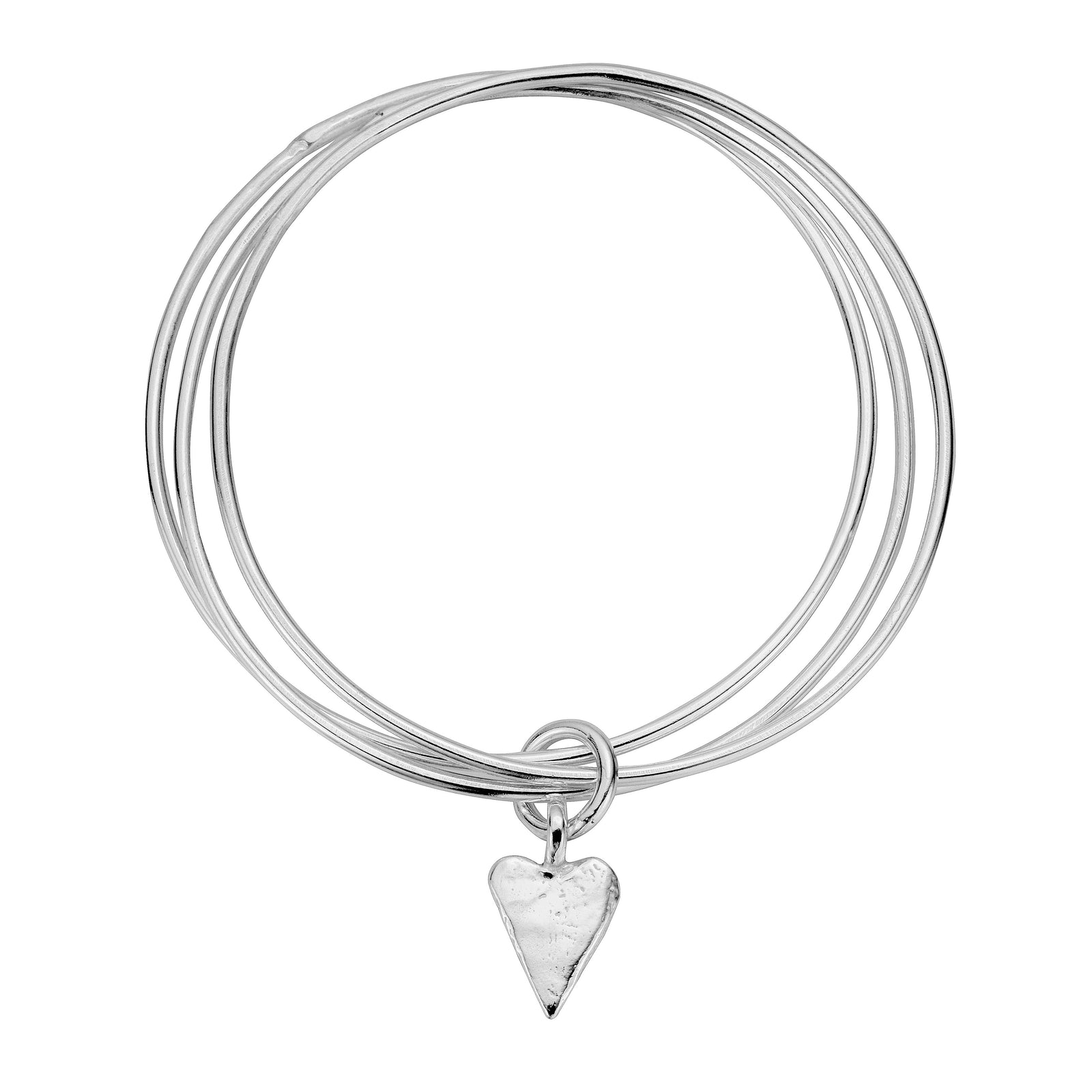 Silver Medium Heart Trio Bangle