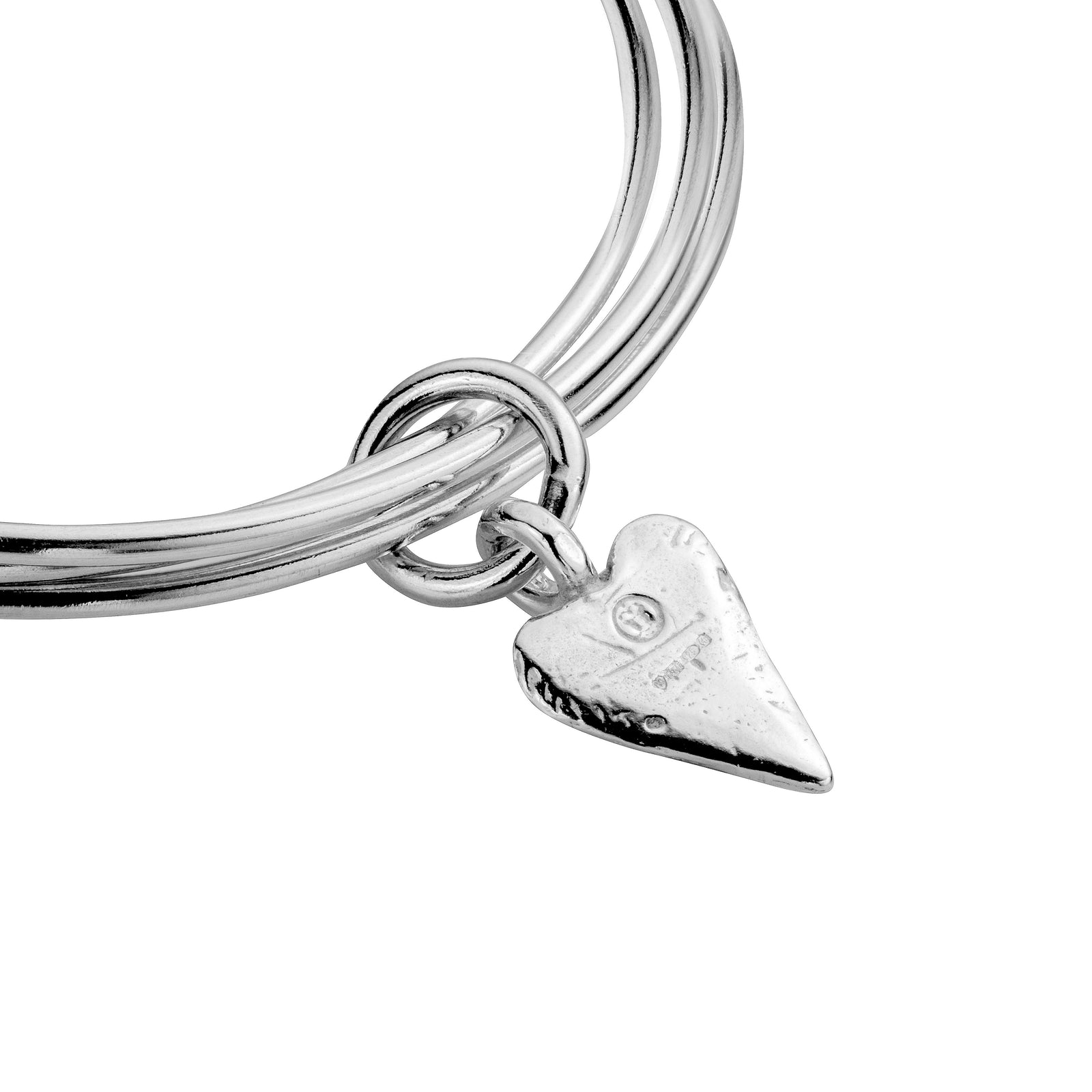 Silver Medium Heart Trio Bangle
