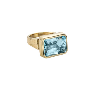 ULA Gold Blue Topaz Ring