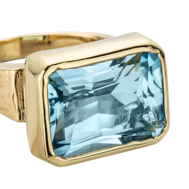 ULA Gold Blue Topaz Ring