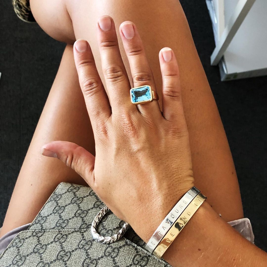 ULA Gold Blue Topaz Ring