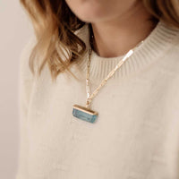 KAILANI Large Gold Aquamarine & Diamond Necklace