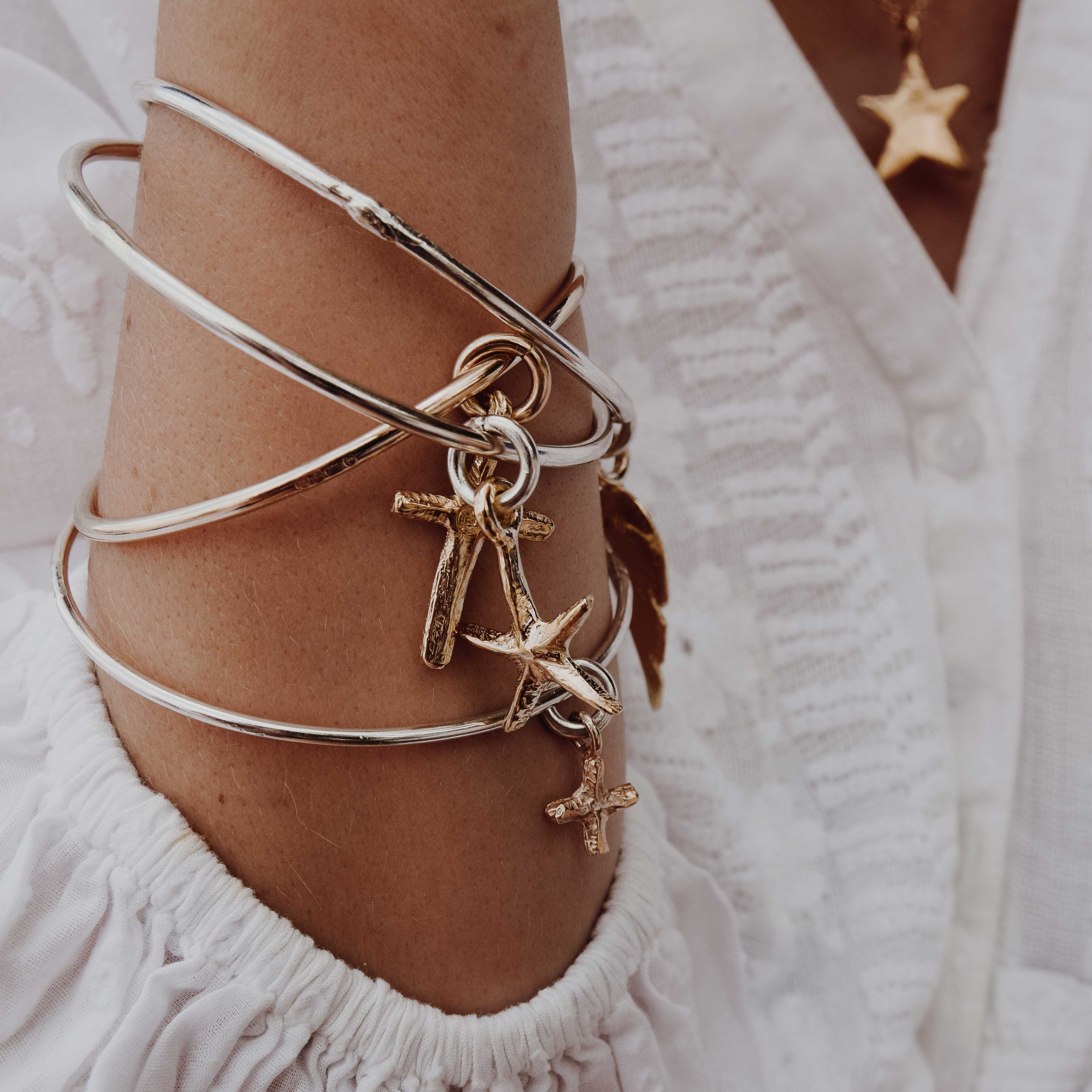 Gold Medium Cross Bangle
