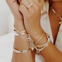 Silver & Gold Mini Open Heart Bangle