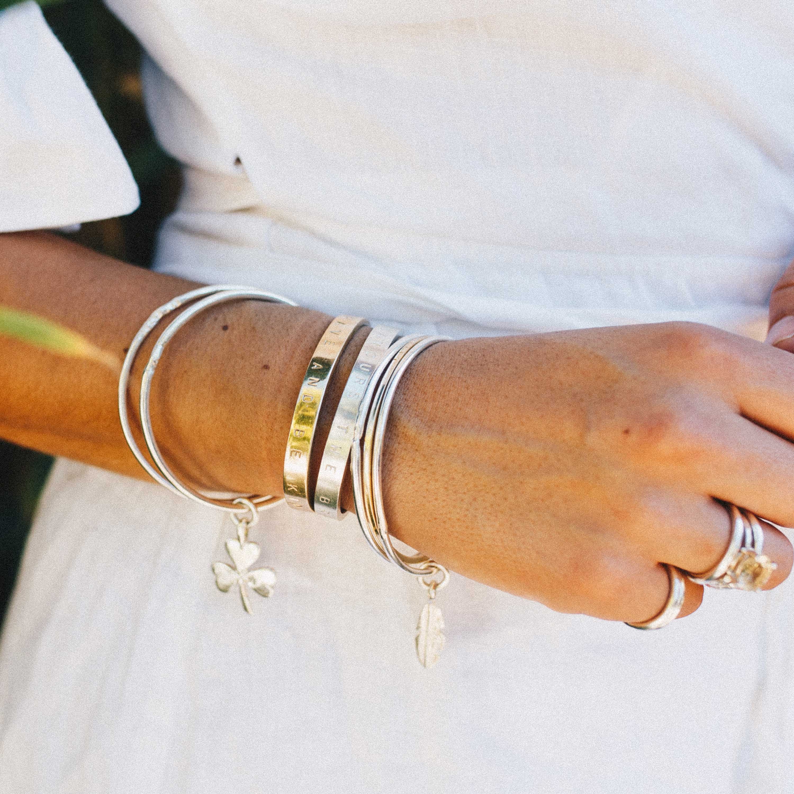 Silver Medium Feather Bangle