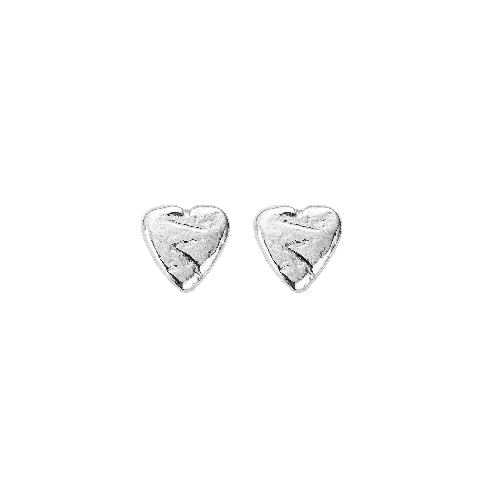 White Gold Baby Heart Stud Earrings
