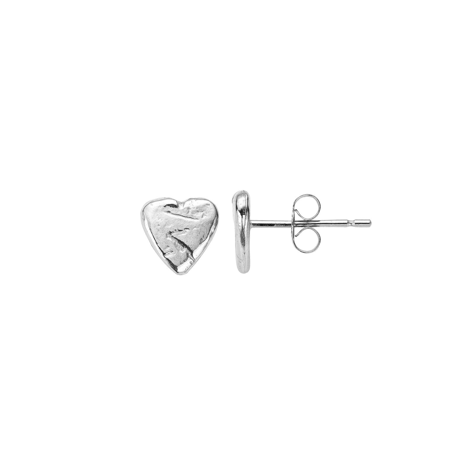 White Gold Baby Heart Stud Earrings